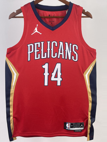 22-23 Pelicans INGRAM #14 Red Top Quality Hot Pressing NBA Jersey (Trapeze Edition) 飞人版