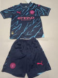 23-24 Man City Third Kids Soccer Jersey