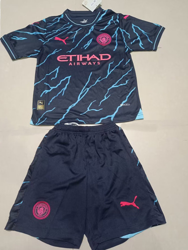 23-24 Man City Third Kids Soccer Jersey