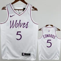 TIMBERWOLVES EDWARDS #5 White Top Quality Hot Pressing NBA Jersey TIMBERWOLVES EDWARDS #5 White Top Quality Hot Pressing NBA Jersey