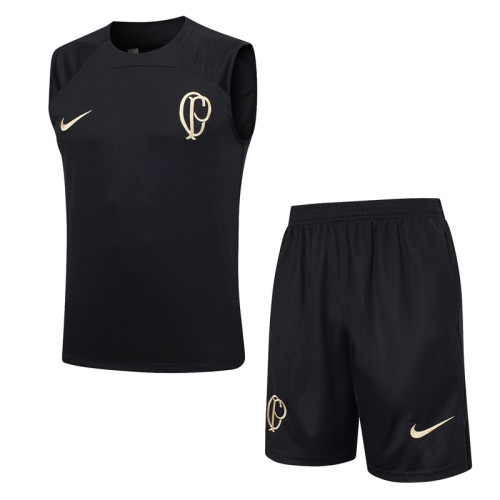 23-24 Corinthians Black Tank top and shorts suit #D780