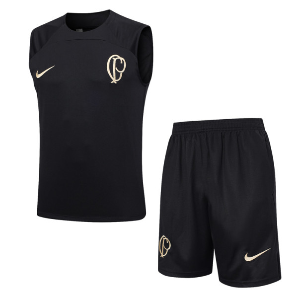 23-24 Corinthians Black Tank top and shorts suit #D780