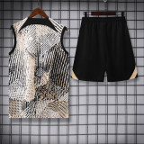 23-24 CHE White Black Yellow Tank top and shorts suit