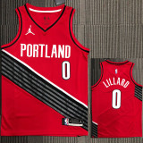 Trail Blazers LILLARD #0 Red Trapeze Edition Top Quality Hot Pressing NBA Jersey