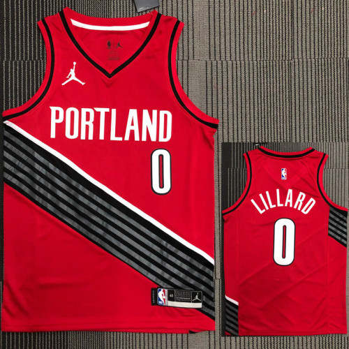 Trail Blazers LILLARD #0 Red Trapeze Edition Top Quality Hot Pressing NBA Jersey