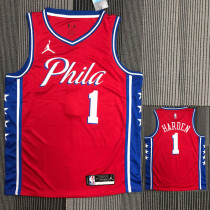 21-22 76ERS HARDEN #1 Red Trapeze Edition Top Quality Hot Pressing NBA Jersey