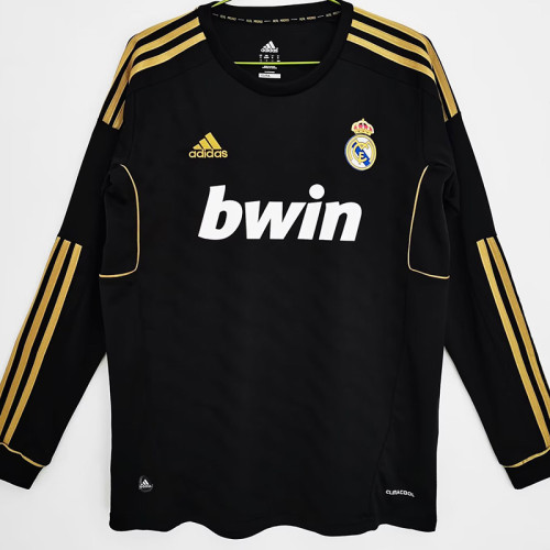 2011-2012 RMA Away Black Long Sleeve Retro Soccer Jersey