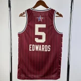 23-24 ALL-STAR EDWARDS #5 Red Top Quality Hot Pressing NBA Jersey