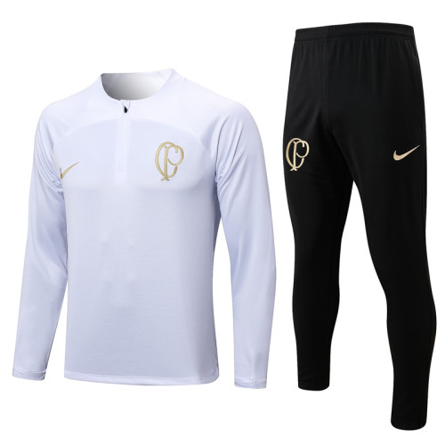 23-24 Corinthians White Half Pull Tracksuit #B641 (半拉链)