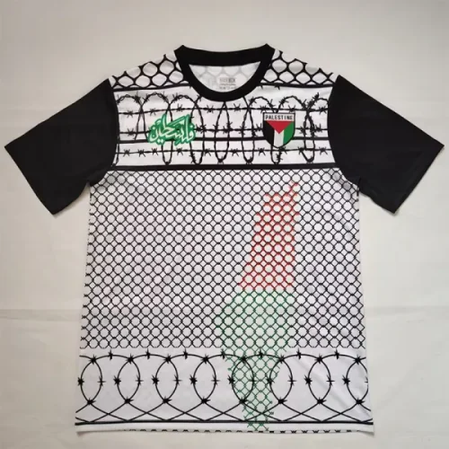 Palestina FC Grey Black Retro Soccer Jersey*铁丝网