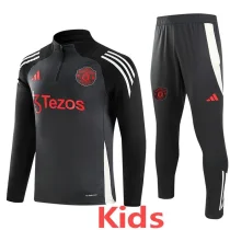 24-25 Man Utd Dark gray Kids Half Pull Tracksuit (童装)(半拉链)