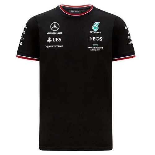2021 Formula One Mercedes Black Short Sleeve Racing Suit (梅赛德斯 圆领)