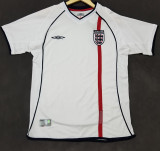 2002 England Home White Retro Soccer Jersey