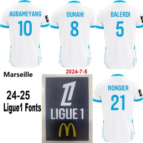 24-25 Marseille Home Player Version Soccer Jersey (Print all Sponsor)