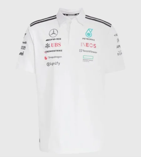 2025 F1 MMercedes White Polo Racing Suit(有领)
