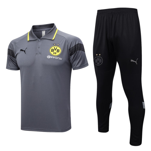 23-24 Dortmund Grey Polo Tracksuit #C989