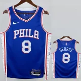 22-23 76ERS GEORGE #8 Blue Top Quality Hot Pressing NBA Jersey (V领）