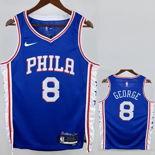 22-23 76ERS GEORGE #8 Blue Top Quality Hot Pressing NBA Jersey (V领）