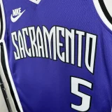 24-25 KINGS FOX #5 Purple Retro Top Quality Hot Pressing NBA Jersey(V领）