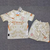 24-25 Man City Yellow GoalKeeper Kids Soccer Jersey