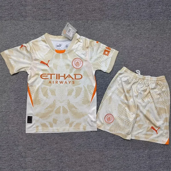 24-25 Man City Yellow GoalKeeper Kids Soccer Jersey