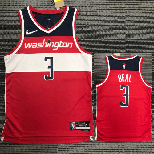 21-22 Wizards BEAL #3 Red 75th Anniversary Top Quality Hot Pressing NBA Jersey