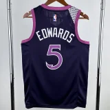 TIMBERWOLVES EDWARDS #5 Purple Black Top Quality Hot Pressing NBA Jersey