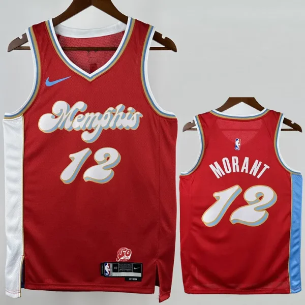 24-25 Grizzlies MORANT #12 Red City Edition Top Quality Hot Pressing NBA Jersey