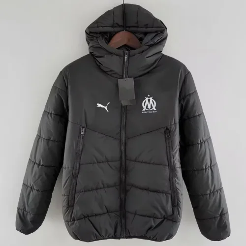 24-25 Marseille Black Hooded Cotton Coat #棉衣