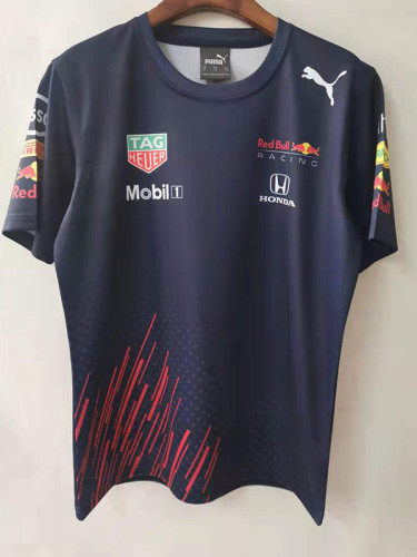 2021 Formula One Red Bull Cyan Short Sleeve Racing Suit(圆领)
