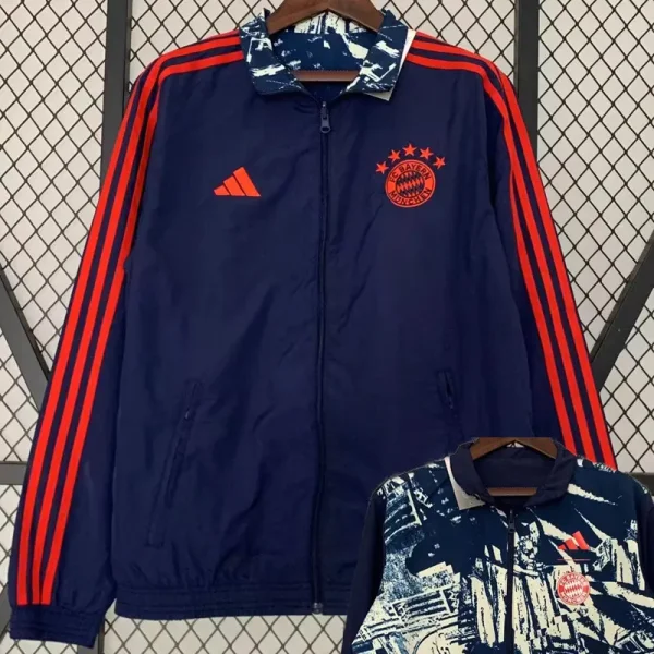 2024 Bayern Royal blue Double Sided Windbreaker (双面风衣)(刺绣)