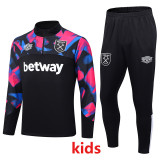 2023 West Ham Black Kids Half Pull Tracksuit (童装) (半拉链)