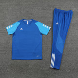2023 AD03 Blue Short-sleeved Trouser Suit
