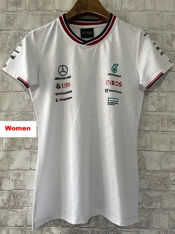 2024 F1 Formula One Mercedes Women White Racing Suit (女) 圆领