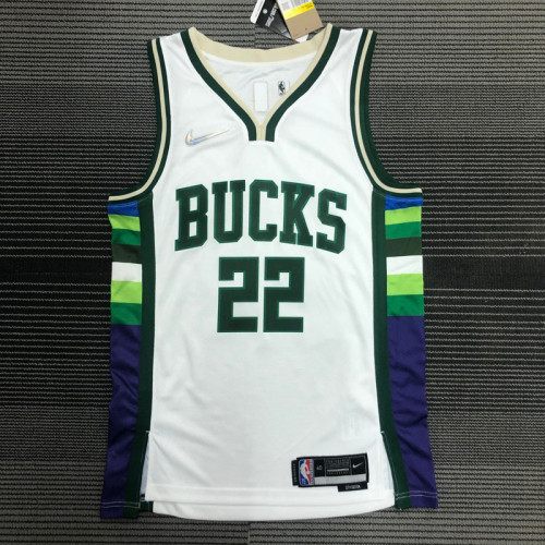 21-22 Bucks MIDDL ETON #22 White City Edition Top Quality Hot Pressing NBA Jersey