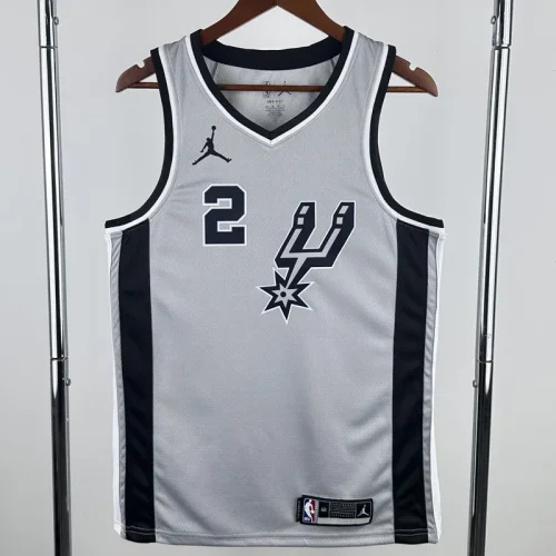 20-21 SA Spurs LEONARD #2 Grey Top Quality Hot Pressing NBA Jersey (Trapeze Edition) 飞人版