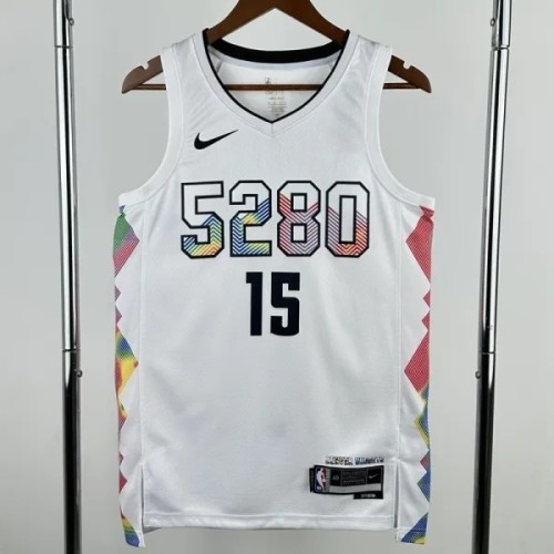 24-25 Nuggets JOKIC #15 White City Edition Top Quality Hot Pressing NBA Jersey