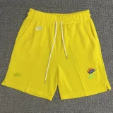 CN02黄 NK Yellow Embroidered Multicolor Logo Casual Short Pants