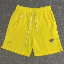 CN02黄 NK Yellow Embroidered Multicolor Logo Casual Short Pants