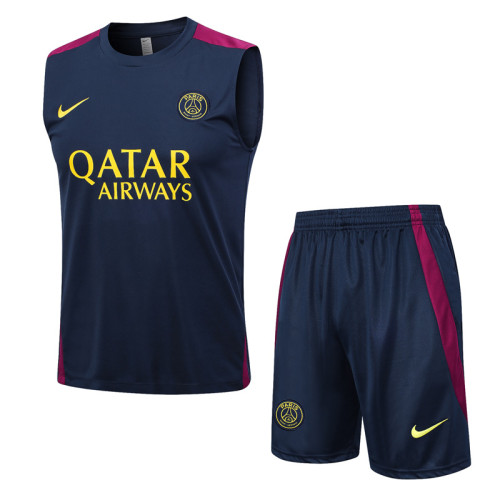 23-24 PSG Royal Blue Tank top and shorts suit #D786