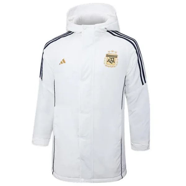 24-25 Argentina White Hooded Windbreaker Fabric Cotton Coat #G183(金标)