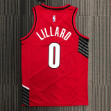 Trail Blazers LILLARD #0 Red Trapeze Edition Top Quality Hot Pressing NBA Jersey