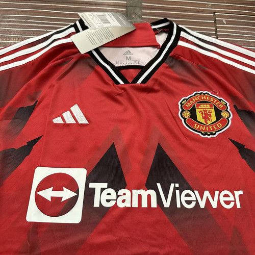 2023 Man Utd Special Edition Red Black Fans Training Shirts (黑斑)