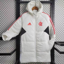 23-24 Flamengo White Hooded Cotton Coat Red Edge (红色边) 棉衣 23-24 Flamengo White Hooded Cotton Coat Red Edge (红色边) 棉衣
