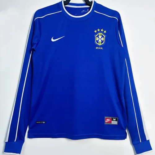 1998 Brazi1 Away Long Sleeve Retro Soccer Jersey (长袖)