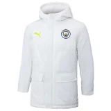 24-25 Man City White Hooded Windbreaker Fabric Cotton Coat #G240(绿彪标)