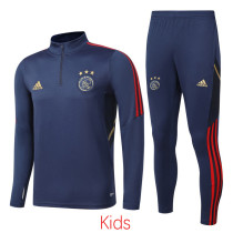 2022 Ajax Dark blue Kids Half Pull Tracksuit (童装) (半拉链)