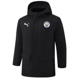24-25 Man City Black Hooded Windbreaker Fabric Cotton Coat #G243(白彪标)