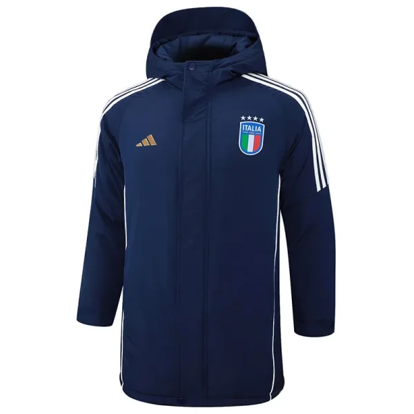 24-25 Italy Royal Blue Hooded Windbreaker Fabric Cotton Coat #G223
