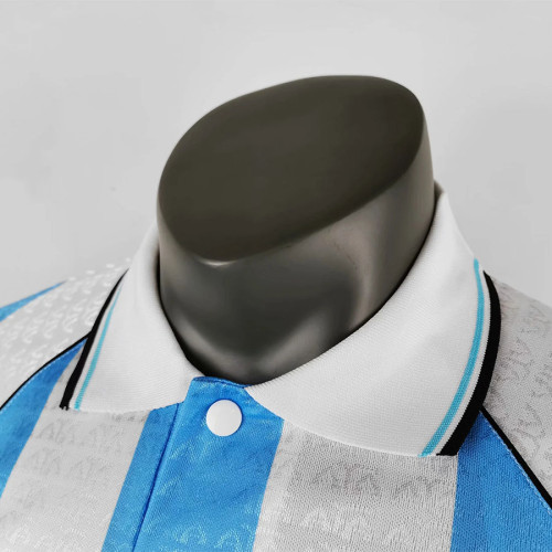 1994 Argentina Home Retro Soccer Jersey (钢印纹）